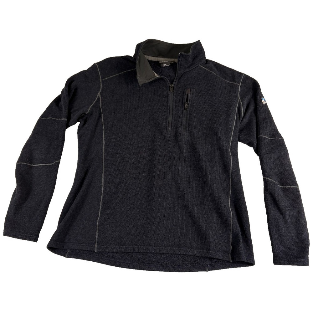 Kuhl Interceptr Jacket Mens Large Black Knit Fleece Quarter Zip Mock Neck Hiking